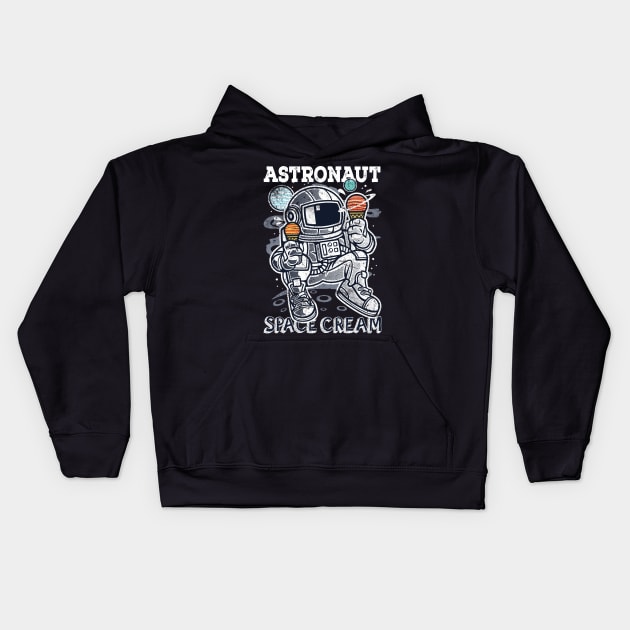 Funny Gift Astronaut Space Cream Kids Hoodie by RedoneDesignART